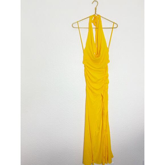 NWT Revolve Indah JLo's Evening Gown Small Limoncello Yellow Mesh Resort Wear - Picture 3 of 14